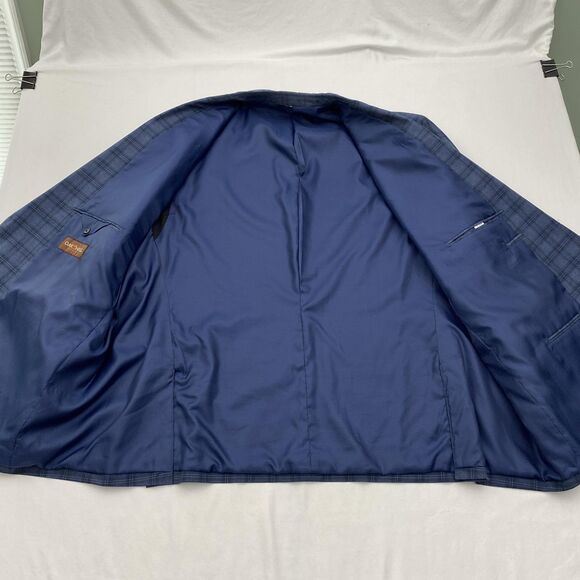 Oak Hill Blazer Sport Coat Mens 4XL 58/60R Blue Windowpane 2 Button Notch Lapel - Picture 4 of 16